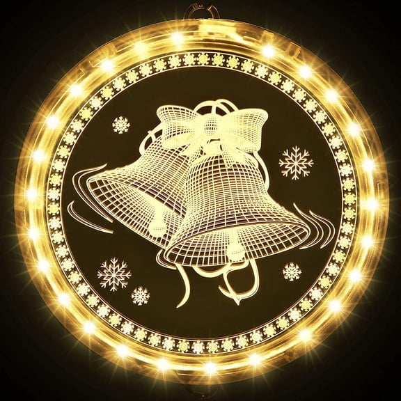 Christmas Window Lights Decorations Battery Operated Hanging Xmas Decorative Light for Windows Indoor Outdoor Wall Bedroom Decor,Warm White
