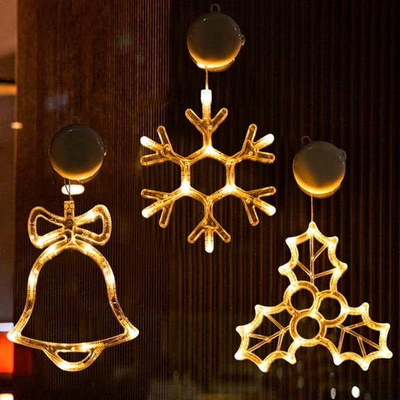 Christmas Window Lights with Suction Cups;Battery Operated Timer Function Christmas Lights;Indoor Decorations with Timer and Suction Cups;Festive Atmosphere Bringing Christmas Lights