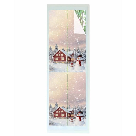 Christmas Window Privacy Film Stained Glass Window Film Decorative Windows Cover Static Windows Cling for Glass Door Farmhouse Snowflake Snowman Xmas Tree Stickers for Bathroom 23.6"x78.7"