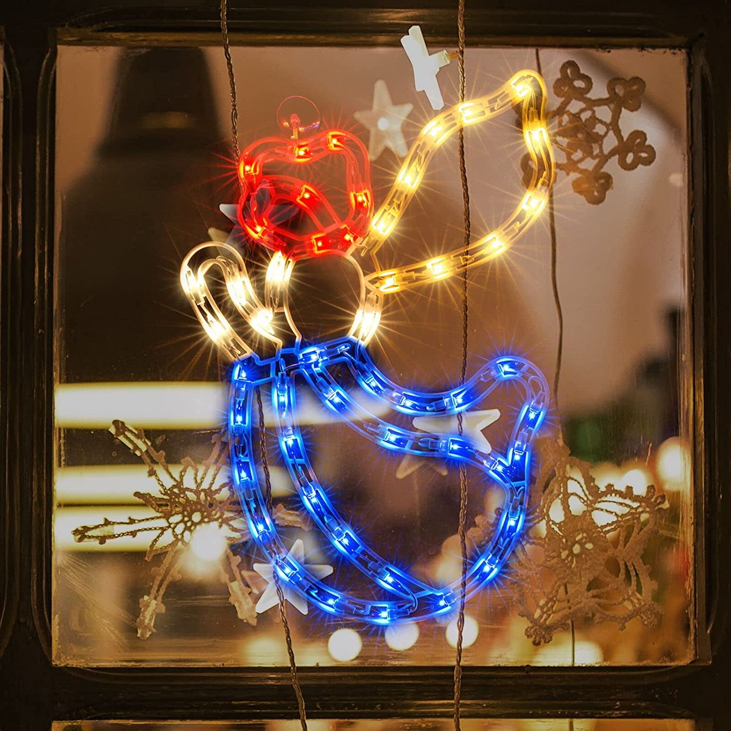 Christmas Window Silhouette Light Decorations Lighted Angel Christmas