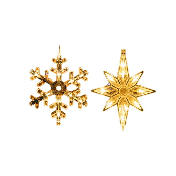 Christmas Window Silhouette Lights Decorations - Pack of 2 for Holiday Indoor Wall Door Glass Decor - Polaris + Snowflake