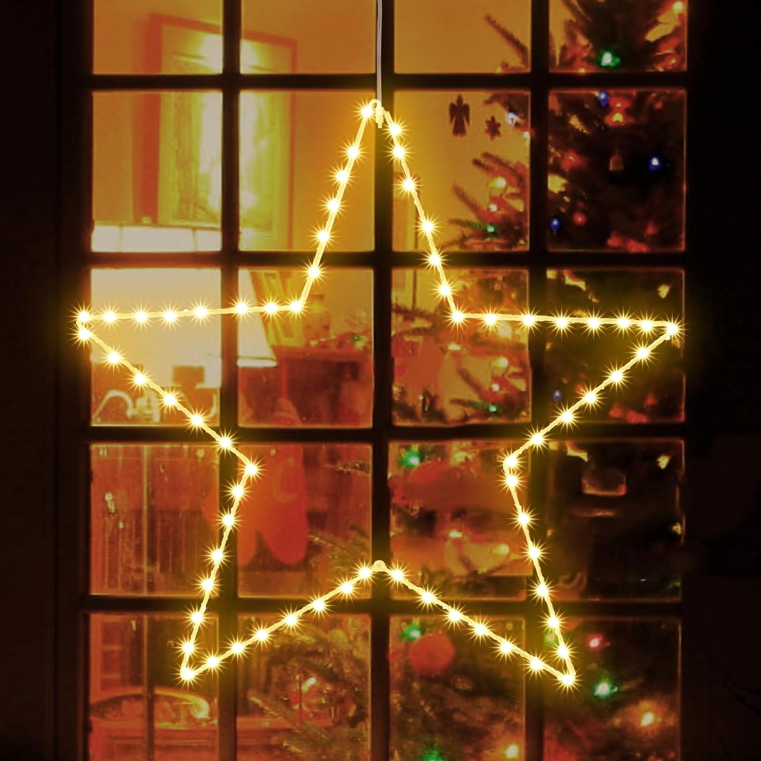 Christmas Window Star Silhouette Lights 19inch 70LED Warm White Large