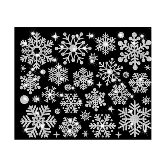 Christmas Window Sticker, Snowflake Wall Decal, Reusable Holiday Door Decoration, Easy Apply Removable Waterproof Indoor Outdoor Home Office Decor