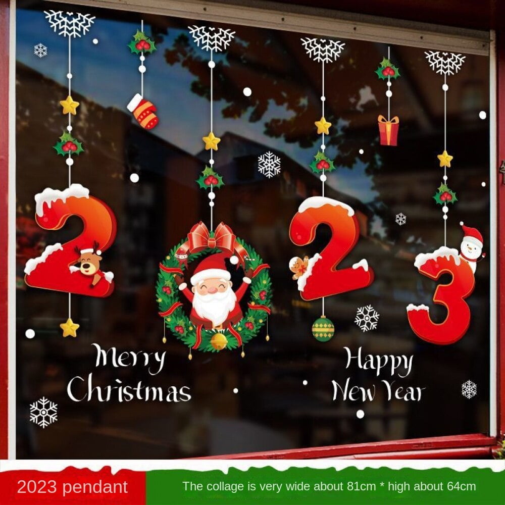 Christmas Window Stickers,DoubleSided Sided Window Decals, PVC Static Christmas Wall Window
