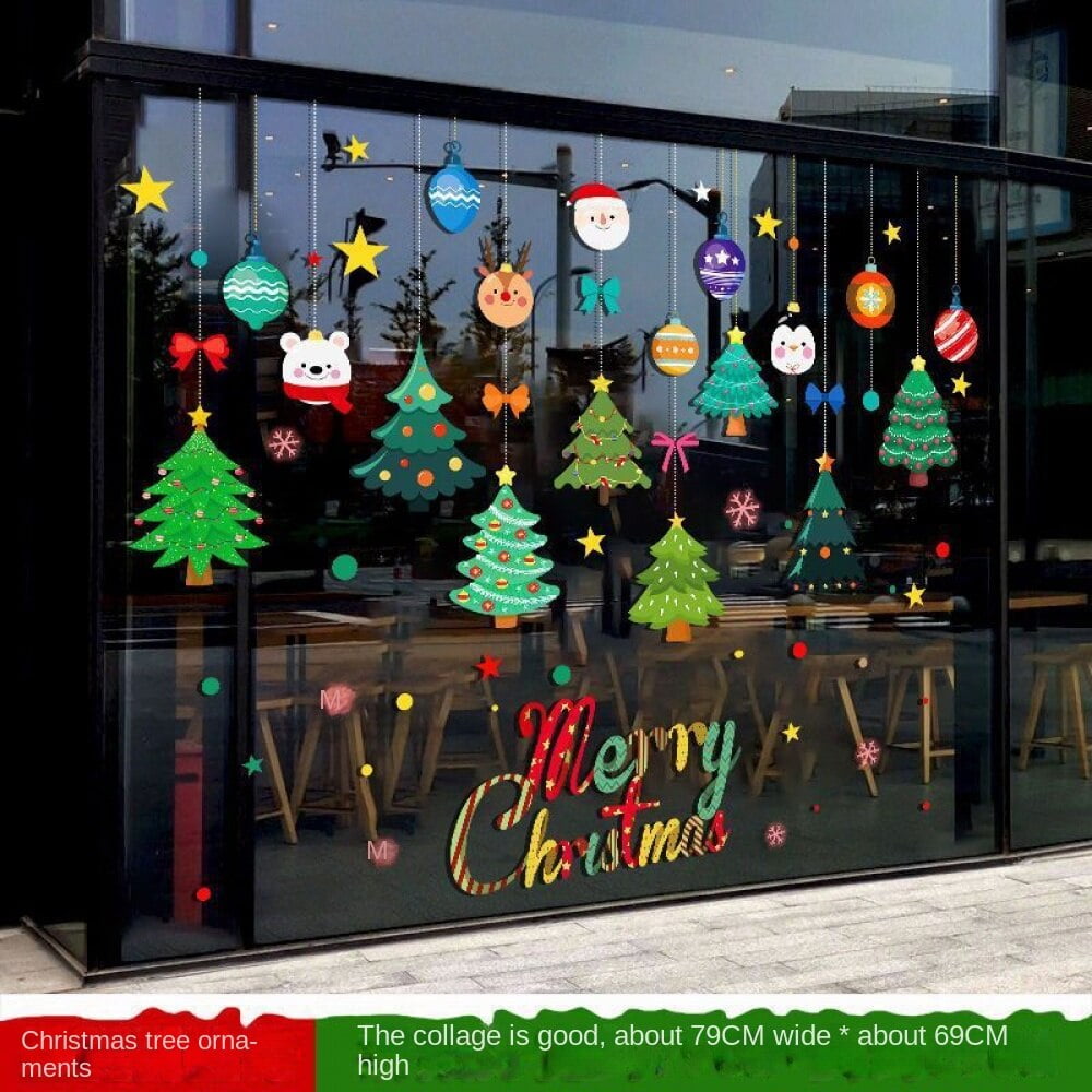 Christmas Window Stickers,Reusable Double Sided Window Decals, PVC