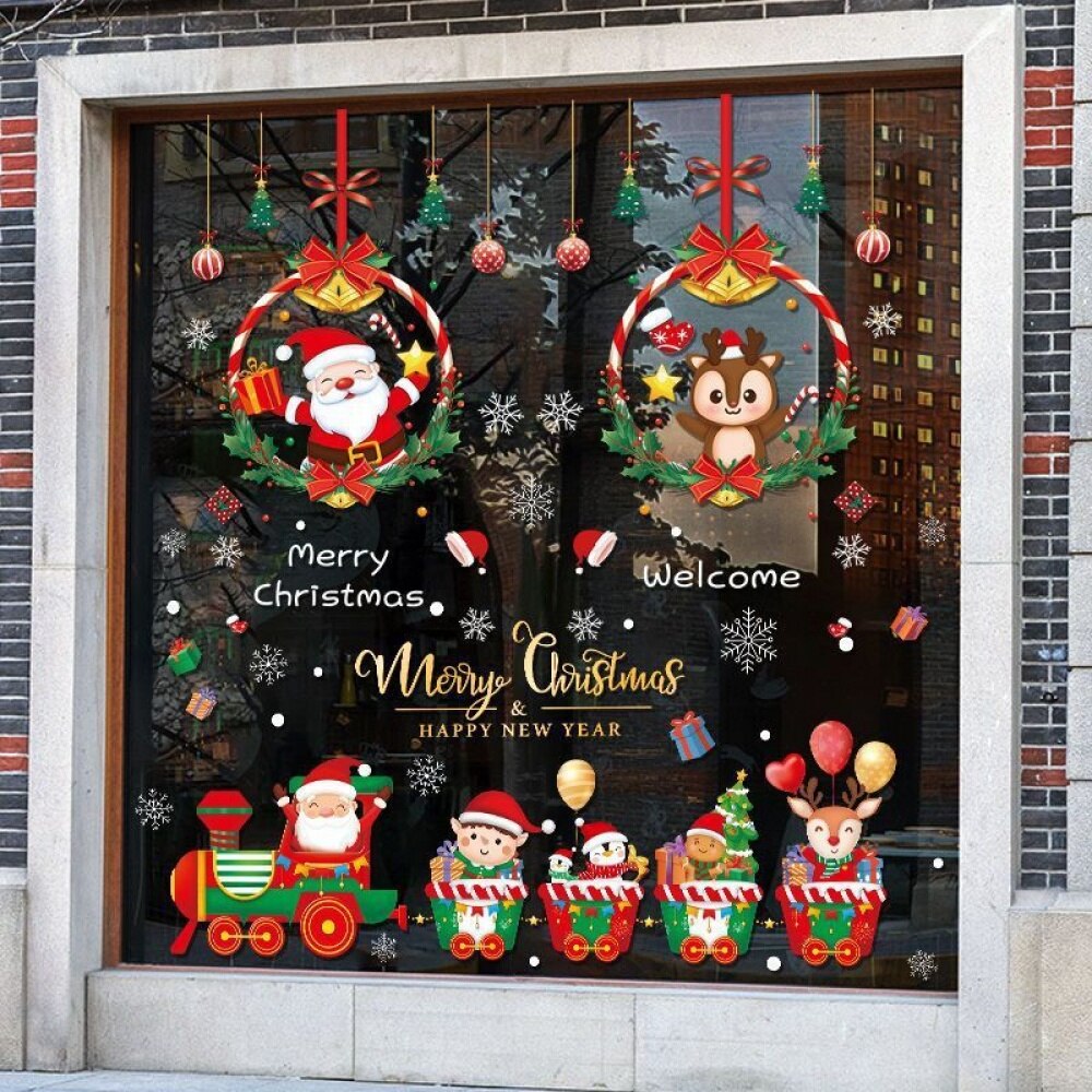 Christmas Window Stickers,Reusable Double Sided Window Decals, PVC