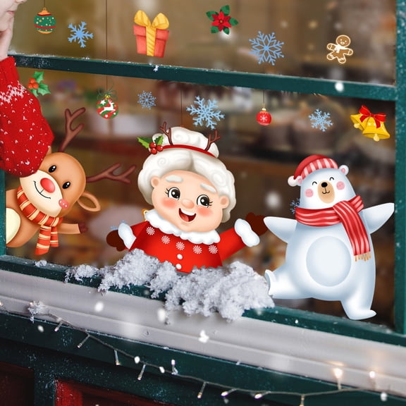 Christmas Window Stickers - White Snowflakes Window Clings Decal Stickers Christmas Decoration Winter Wonderland Xmas Party Wall Stickers Decal Ornaments