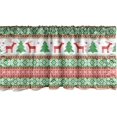 thumbnail image 1 of Christmas Window Valance, Knit Style Graphic Reindeer Star and Snowflake Holiday Family Theme, Curtain Valance for Kitchen Bedroom Decor with Rod Pocket, 54" X 18", Green Vermilion, 1 of 2