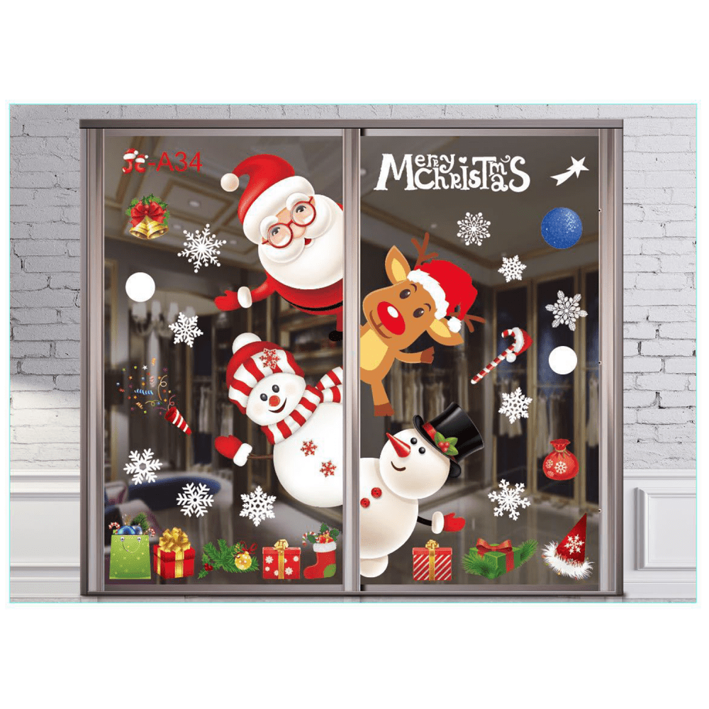 Christmas Windows Clings Stickers, Xmas Window Decals, Clings Stickers