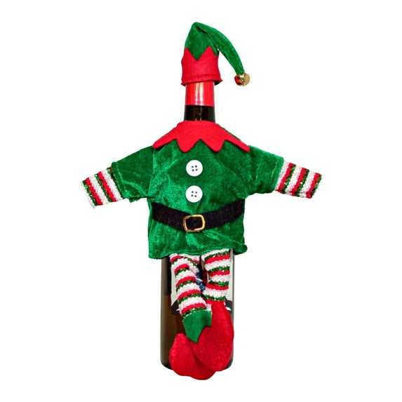 Christmas Wine Bottle Cover, Christmas Wine Bottle Cover Dress Clothes Set Handmade Sweater Santa Claus Snowman Reindeer Wine Bottle Covers with Hat for Xmas New Year Party Table Centerpieces Decor