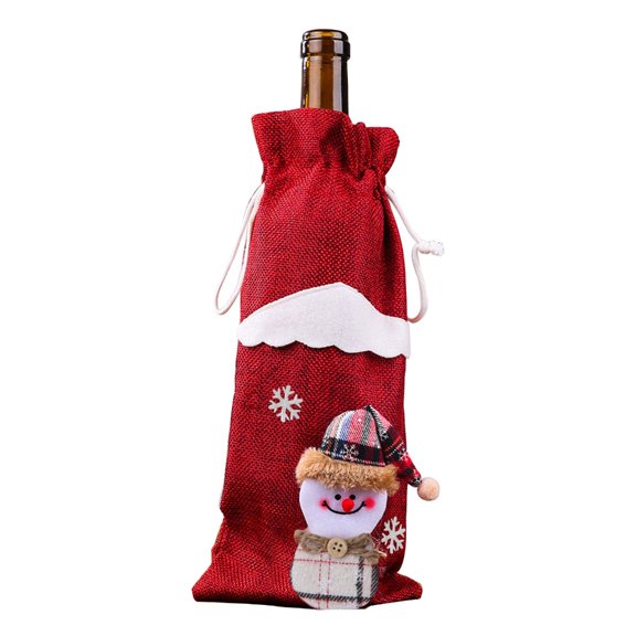 Christmas Wine Bottle Cover Wine Gift Bags with Drawstring Reusable Xmas Covers for Wedding Birthday Holiday Party Home