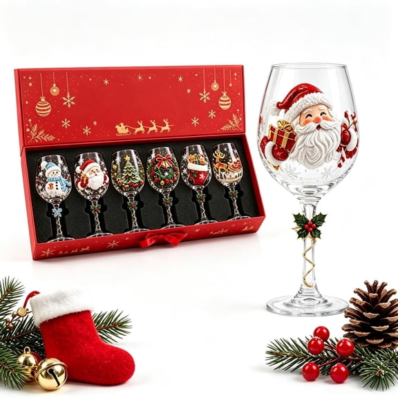 Christmas Wine Glasses, Christmas Wine Glass Collection Gift Box Set