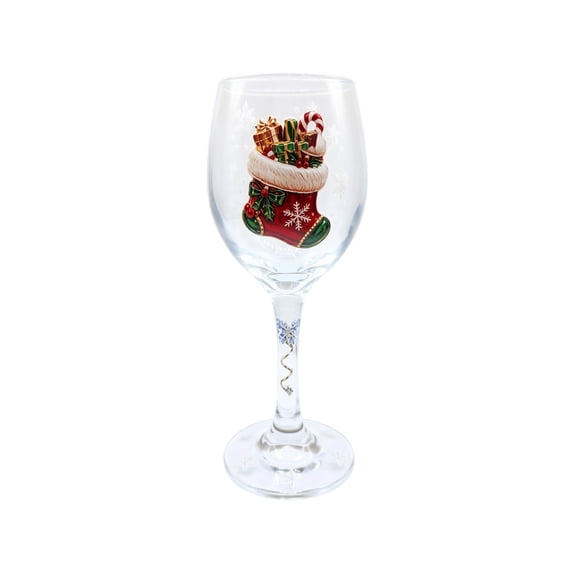 Christmas Wine Glasses Holiday Long Stem Glass Cups Clear Tumbler Glass Unique Christmas Gift for Party
