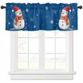 thumbnail image 1 of Christmas Winte Valances for Windows, Falling Snowflake Snowman Blue Light Filtering Window Treatment Valances, Rod Pocket Small Curtains for Kitchen/Bathroom, 60"x18", 1 of 9