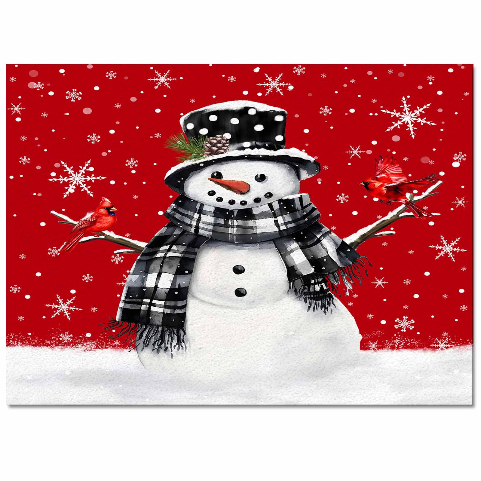 Christmas Winter Area Rug 2.7x5ft Snowflake Snowman Red Robin Bird Non ...