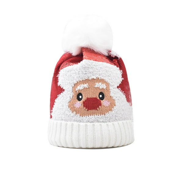 Christmas Winter Beanie Hat for Adult Graphic Knit Warm Cuffed Headwear Cap Pompom Cute Holiday Xmas Women Men Beanies