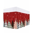thumbnail image 1 of Christmas Winter Bed Skirt King Size 16&nbsp;Inch Drop, Snowflakes Pine Tree Simple Red Wrap Around Dust Ruffle Bedskirts, Wrinkle & Fade Resistant Easy Fit Bedskirt with Adjustable Elastic, 1 of 8