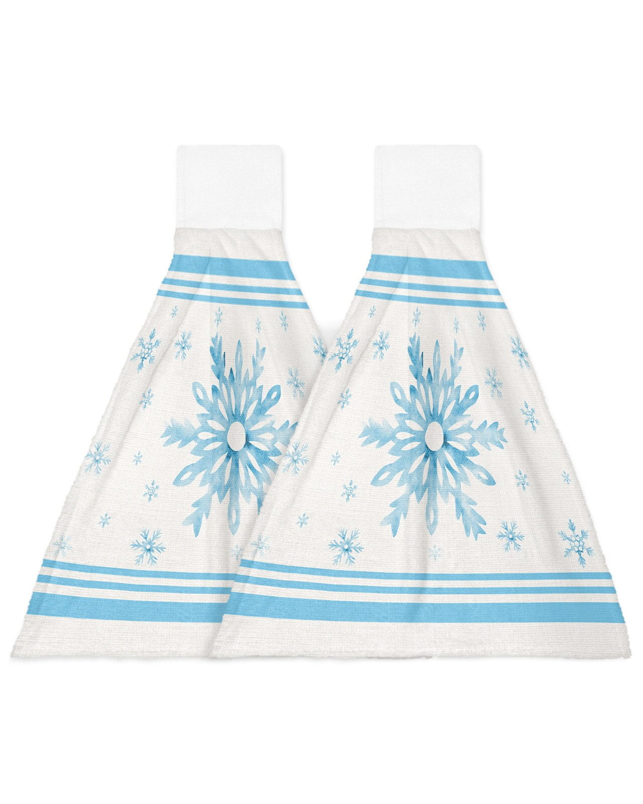 Christmas Winter Blue Snowflake Stripes Hand Towel Absorbent Hanging