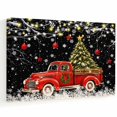 Study Tree Images Christmas Winter Canvas Wall Art, Country Red Truck Christmas Tree ...
