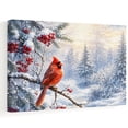 thumbnail image 1 of Christmas Winter Canvas Wall Art, Rustic Red Cardinal Holly Berry Snow Pine Tree Wooden‑Stretched Canvas Print Artwork, Home Wall Decor for Living Room Bedroom Office 18"Lx12"W, 1 of 9