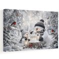 thumbnail image 1 of Christmas Winter Canvas Wall Art, Rustic Snowmen Red Bird Green Pine Tree Wooden‑Stretched Canvas Print Artwork, Home Wall Decor for Living Room Bedroom Office 14"Lx11"W, 1 of 9