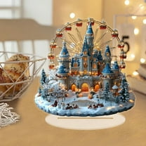 Christmas Winter Castle Ferris Wheel Acrylic Desktop Decoration Holiday Indoor Party Ornament Seasonal Tabletop Display