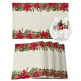 thumbnail image 1 of Christmas Winter Floral Placemats Set of 4 Poinsettia Linen Red Flower Heat Insulation Washable Place Mats, Rustic Non-Slip Table Mats for Dining Table Party Kitchen Decor,13x19 Inch, 1 of 4