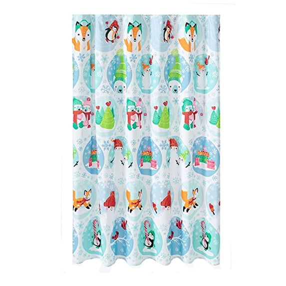 St Nicholas Square Christmas Animal Friends Fabric Shower Curtain Holiday