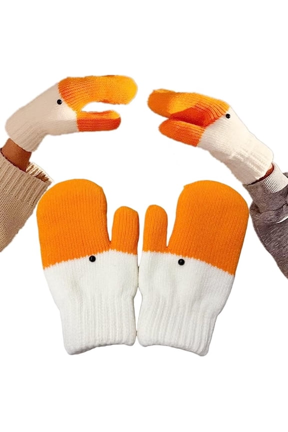 Christmas Winter Goose Mittens Gloves, Funny Novelty Animal Gloves with Thermal Soft Lining, Cute Goose Gift.