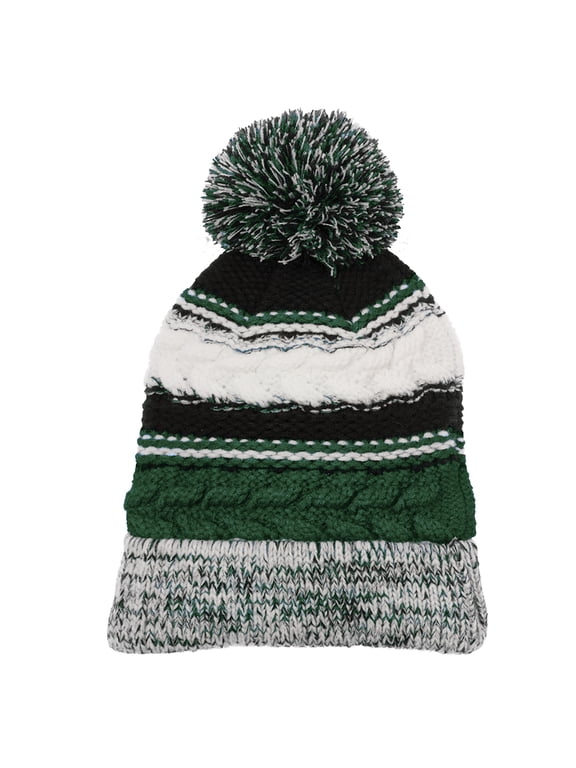 Christmas Winter Holiday Pom Pom Team Beanie Winter is Coming Soft Warm Head Hat Beanie - Forest Green