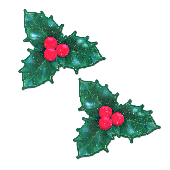 Christmas Winter Holly with Red Berries Nipple Pasties by Pastease