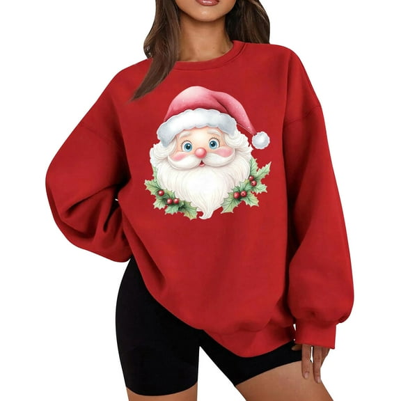 Christmas Winter Hoodies for Women Cute Prints Long Sleeve Fleece Sweatershirt Trendy Pullover Sweaters for Holiday
