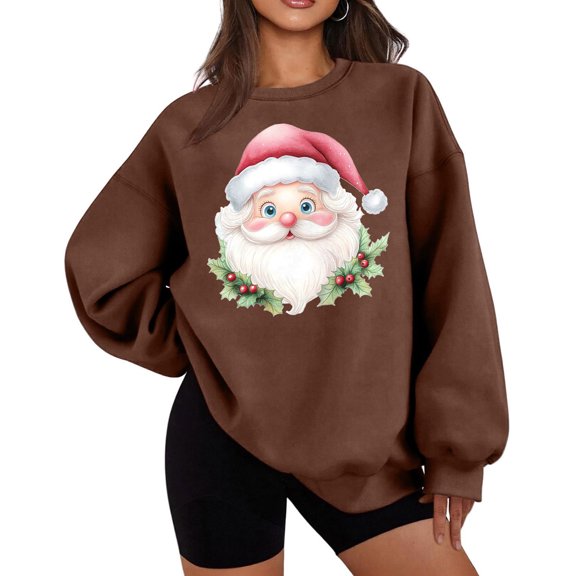 Christmas Winter Hoodies for Women Cute Prints Long Sleeve Fleece Sweatershirt Trendy Pullover Sweaters for Holiday