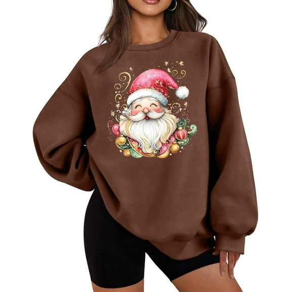 Christmas Winter Hoodies for Women Cute Prints Long Sleeve Fleece Sweatershirt Trendy Pullover Sweaters for Holiday