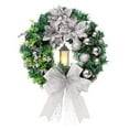thumbnail image 1 of Christmas Winter Indoor Outdoor Front Door Artificial Lighting Pine Sliver Balls Wreath with Bow 15.7", 1 of 4