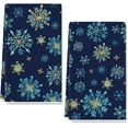 thumbnail image 1 of Christmas Winter Kitchen Dish Towel 18 x 26 Inch Watercolor Blue Snowflake Dishcloth Snowflake Decorative Hand Drying Tea Towel for Xmas Winter Kitchen Cooking Baking Bathroom, 2Pcs, 1 of 6