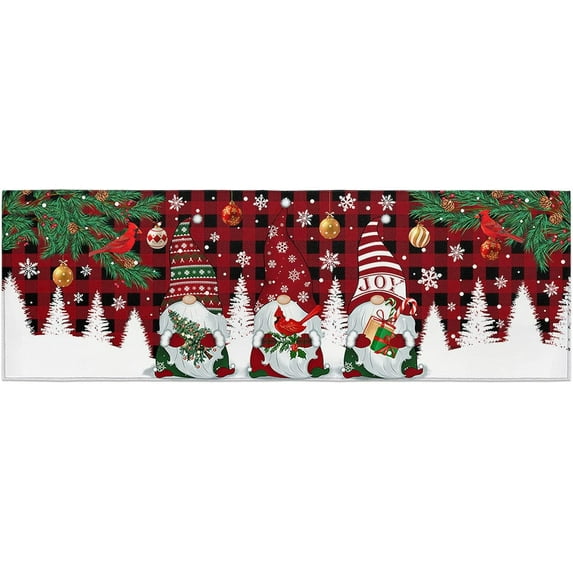Christmas Winter Kitchen Rugs and Mats Set of 2 New Year Abstract Snowflake Elk Blue Xmas Kitchen Mat,Non-Slip Area Runner Rug,Washable Floor Mat for Home Dining Room Office 16x24in+16x47in