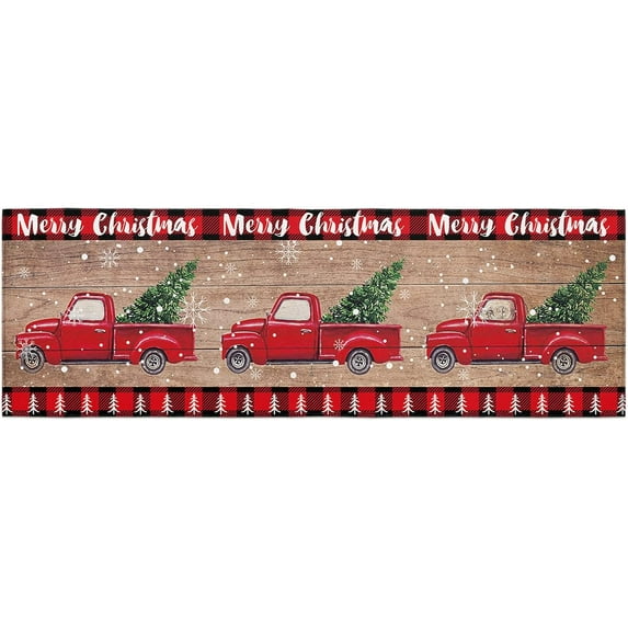 Christmas Winter Kitchen Rugs and Mats Set of 2 New Year Abstract Snowflake Elk Blue Xmas Kitchen Mat,Non-Slip Area Runner Rug,Washable Floor Mat for Home Dining Room Office 16x24in+16x47in