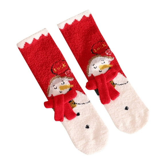 Christmas Winter Mid-Calf Thickened Socks Parent-Child Sock Toddler Christmas Socks Newborn Cartoon Doll Plush Warm Socks Shoes