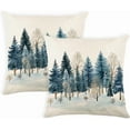 thumbnail image 1 of Christmas Winter Pillow Covers 18x18 Inch Set of 2 Red and Black Xmas Trees Decorative Throw Pillow Cover Watercolor Nature Forest Decoration Holiday Farmhouse Pillow Case for Home Sofa Decor White, 1 of 6