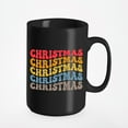 thumbnail image 1 of Christmas, Winter Season, Celebration or Party Themed, Groovy Retro Wavy Text Merch Gift, Black 15oz Ceramic Mug, 1 of 5