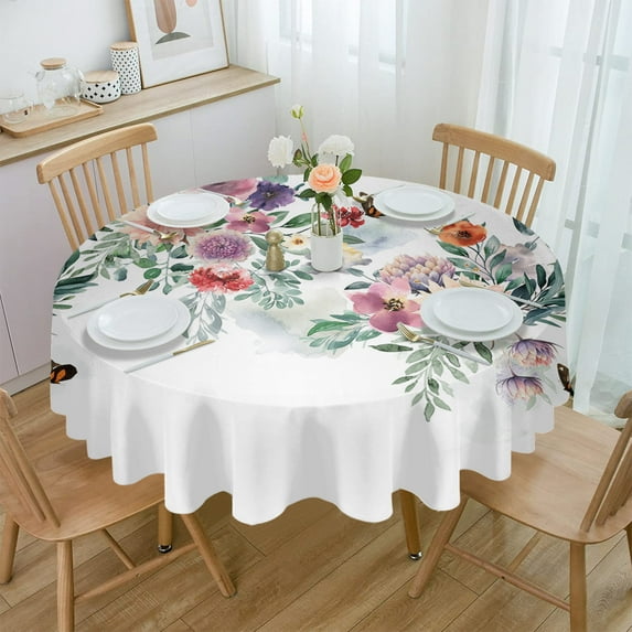 Autumn Sunflowers Tablecloths for Dining Table Waterproof Round Table Cover for Kitchen Living Room