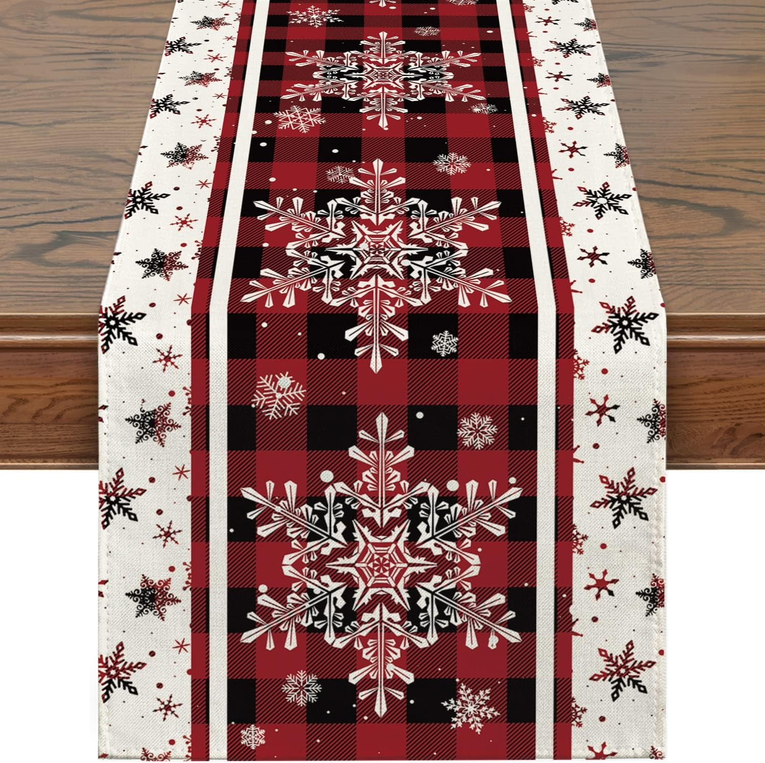 Christmas Winter Snowflake Linen Table Runners Holiday Party Decor