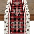 Christmas Winter Snowflake Linen Table Runners Holiday Party Decor