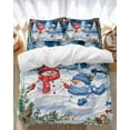 thumbnail image 1 of Christmas Winter Snowman Bedding Duvet Cover Set Queen Size 4 Pieces Xmas Tree Bell Pine Cones Berry Bedding Set with Zipper Closure, 1 Comforter Cover 90x92 Inches 1 Flat Sheet & 2 Pillow Cases, 1 of 7