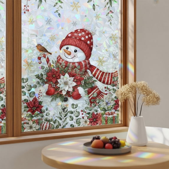 Window Control Installations Christmas Winter Snowman Bird Window Privacy Film,Heat Control Sun ...