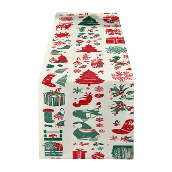 Christmas Winter Table Runner, Winter Seasonal Holiday Table Decorations for Farmhouse Kitchen Dinning Home Green