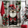 Christmas Winter Theme Shower Curtain with Holly and Berries Design for