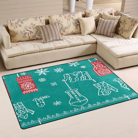 Christmas Winter Themed Soft Polyester Area Rug 31''x20'', Non Slip, Memory Foam, Water Absorbent