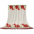 thumbnail image 1 of Christmas Winter Throw Flannel Blanket 32x48In Poinsettia Red Floral Linen Super Soft Cozy Bed Blanket, Lightweight Plush Fuzzy Bed Throw for Bedroom Sofa Couch Living Room, 1 of 4